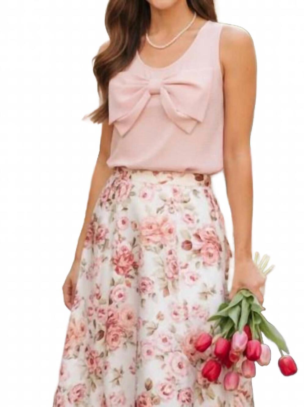 NEW TIMING blushing bow top in pink